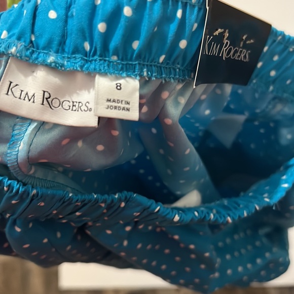 KIM ROGERS Capri’s Women’s SZ 8 Turquoise Dots Comfort Waist Stretch Elasticized - Picture 5 of 6